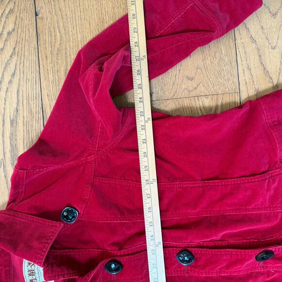 Y2K Western Red Corduroy Jacket 1X Button Front Plus Size Stretch Holiday Bold - Picture 9 of 14